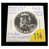 1963 Franklin half dollar, gem Proof