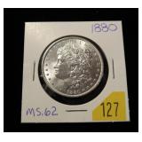 1880 Morgan dollar, MS-62