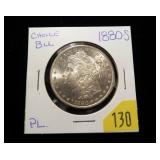 1880-S Morgan dollar, choice BU, PL