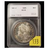 1881-S Morgan dollar, slab certified: MS-65 DMPL
