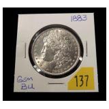 1883 Morgan dollar, gem BU