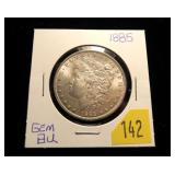 1885 Morgan dollar, gem BU