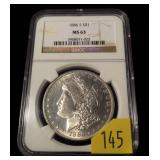1886-S Morgan dollar, NGC slab certified: MS-63