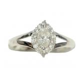 14K White gold marquise brilliant cut diamond
