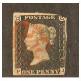 Great Britain #1 used, red cancel