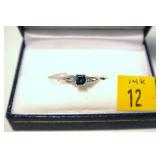 14K White gold princess cut blue diamond solitaire