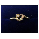 10K Tri-color gold ring with diamond accent,