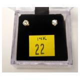 14K Yellow gold round brilliant cut diamond