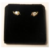 14K Yellow gold swirl style diamond stud earrings,