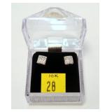 10K White gold pave diamond post earrings