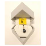 14K Yellow gold briolette cut black diamond