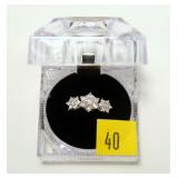 Sterling silver diamond floral cluster ring,