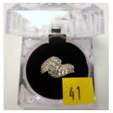 Sterling silver blue and white pave diamond ring