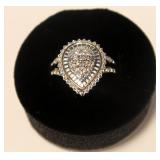 Sterling silver diamond accent pear shaped ring