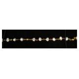 Gold filled pearl and amethyst 8" bracelet