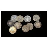 10- Barber, Mercury and Roosevelt dimes, 90%