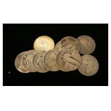 11- Standing Liberty and Washington quarters, 90%