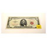 $5 United States note, red seal, series of 1963,