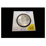 1889 Morgan dollar, gem BU, MS-63