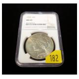 1935 Peace dollar, NGC slab certified: MS-63,