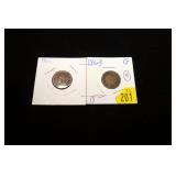 2- Indian Head cents: 1861, 1863
