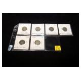 6- U.S. 3-cent nickels: 2-1865, 2-1866, 1867, 1881