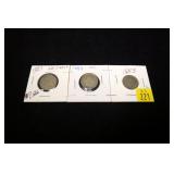 3- 1883 Liberty nickels, 1 with cents, 2-no cents