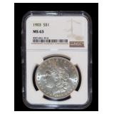 1903 Morgan dollar, NGC slab certified: MS-63