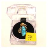 12K Gold filled turquoise ring, size 6.75