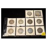 10- Columbian Exposition half dollars, 90% silver