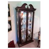 34" Cherry finish lighted curio cabinet,