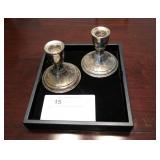 Pair of 3 3/4" sterling silver weighted candle