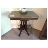 28.5" Victorian marble topped table with walnut