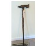 37" carved wood Tomahawk walking stick