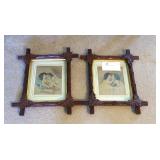 Pair of Victorian walnut frames, 12x10"