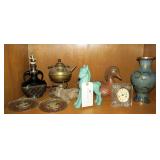 Lot, 10" Cloisonne vase, crystal clock, decanter,