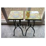Lot, 2 tile top plant stands