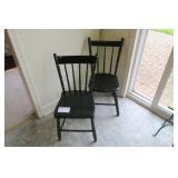 Lot, 2 Early stenciled plank seat chairs