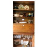 Lot, Contents of hutch - assorted glass