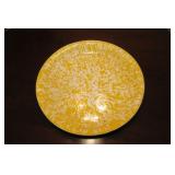 18" round yellow granite ware tray