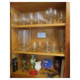 Lot, Contents of cabinet: assorted stemware,