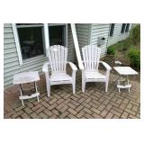 Lot, Pair of Plastic Patio chairs and side