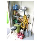 Lot, 30" Metal shelf, heavy duty jumper cables,