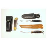 3- Knives with sheaths: Imperial, Kabar and Buck