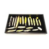 Lot, 19 pocket knives and razor (Pearl Duck),