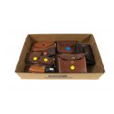 Lot, leather ammunition pouches, some with clips
