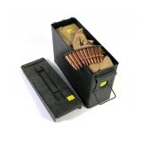 Can of 7.62x39mm cartridges with stripper clips