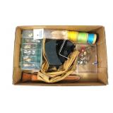 Lot, spinners, fish thread, misc