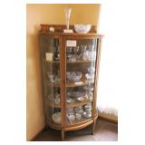 34" Oak curved glass china cabinet,