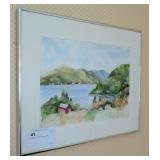 11" x 16" watercolor of Keuka Lake, signed